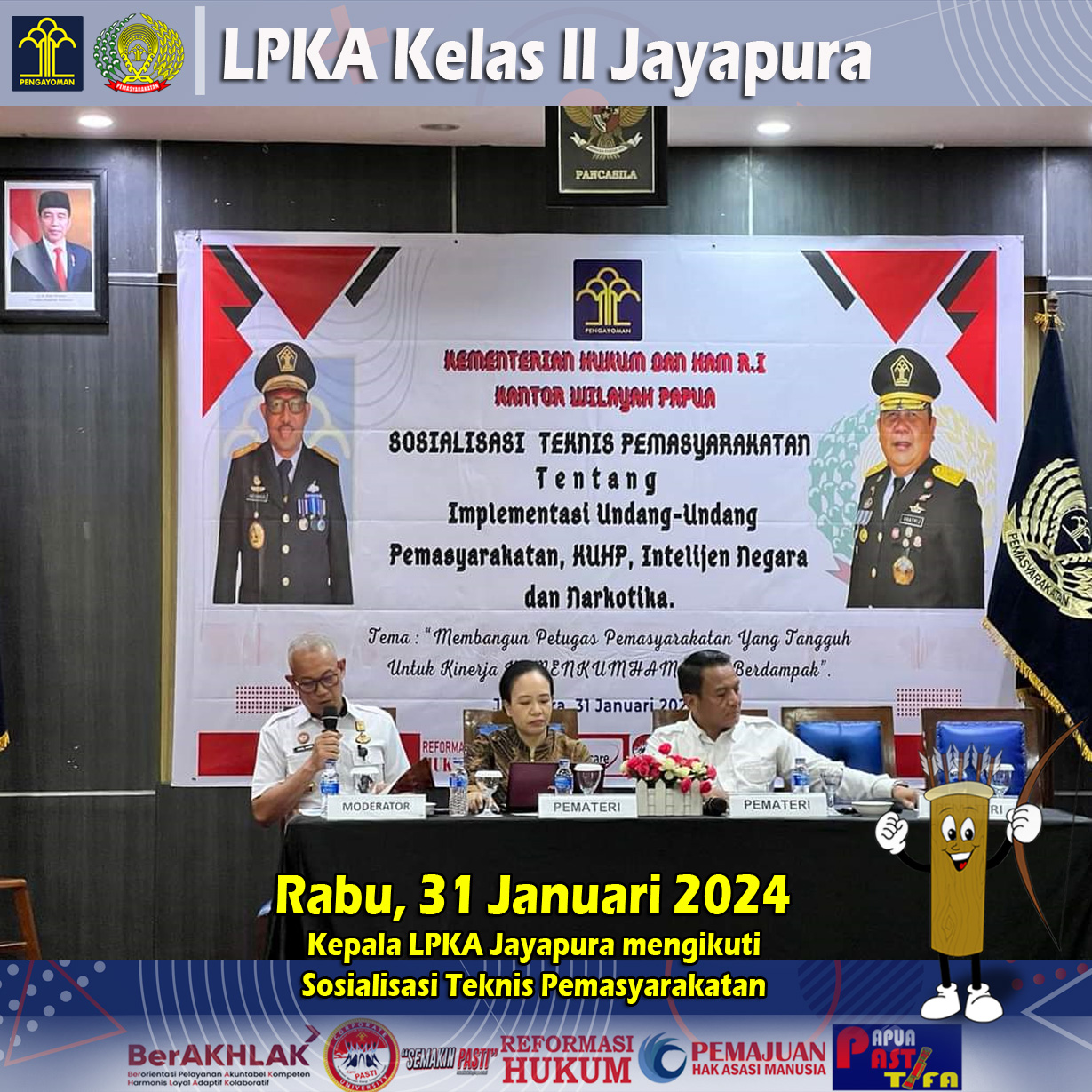 LPKA Jayapura mengikuti Sosialisasi Teknis Pemasyarakatan tentang Implementasi Undang-undang Pemasyarakatan, KUHP, Intelijen Negara dan Narkotika